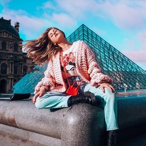 CUTENESS ON SLEEVES CHUNKY CARDIGAN IN CANDY PINK